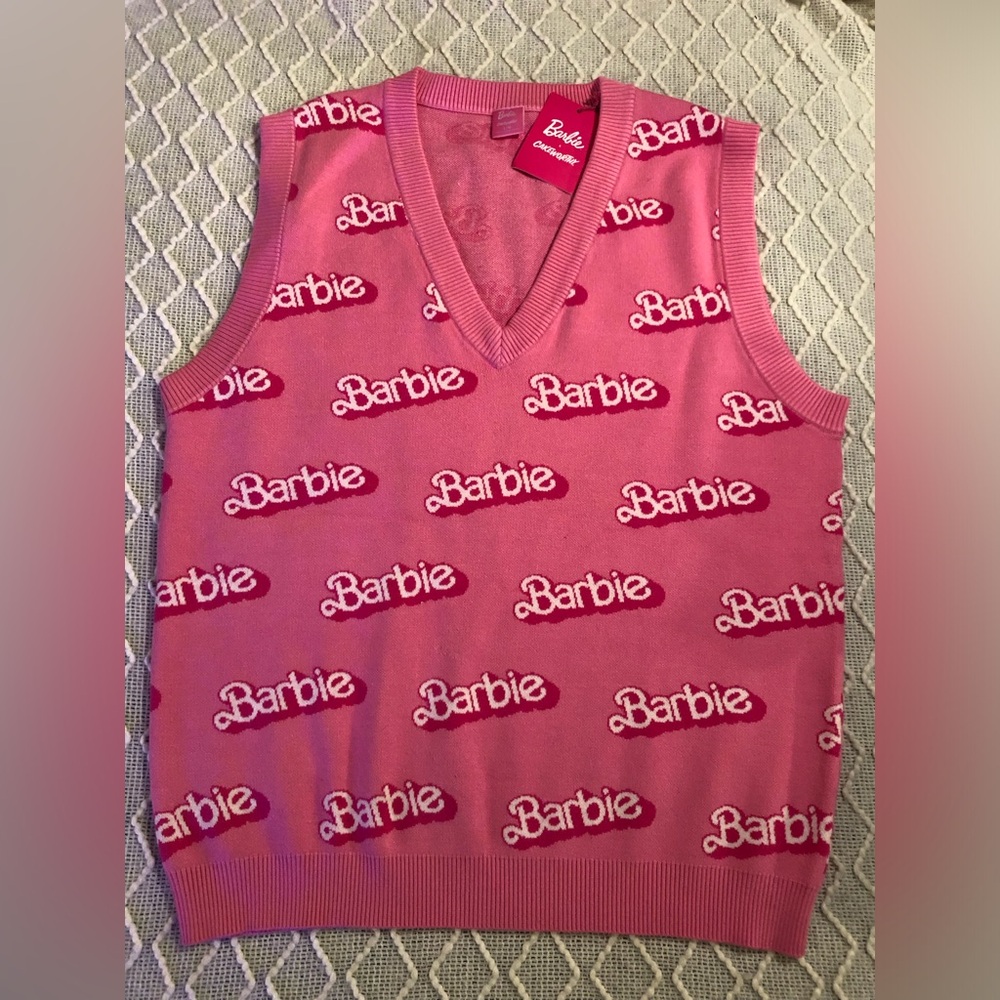 Barbie x Cakeworthy Limited Edition Barbie Logo Knitted Pink Vest